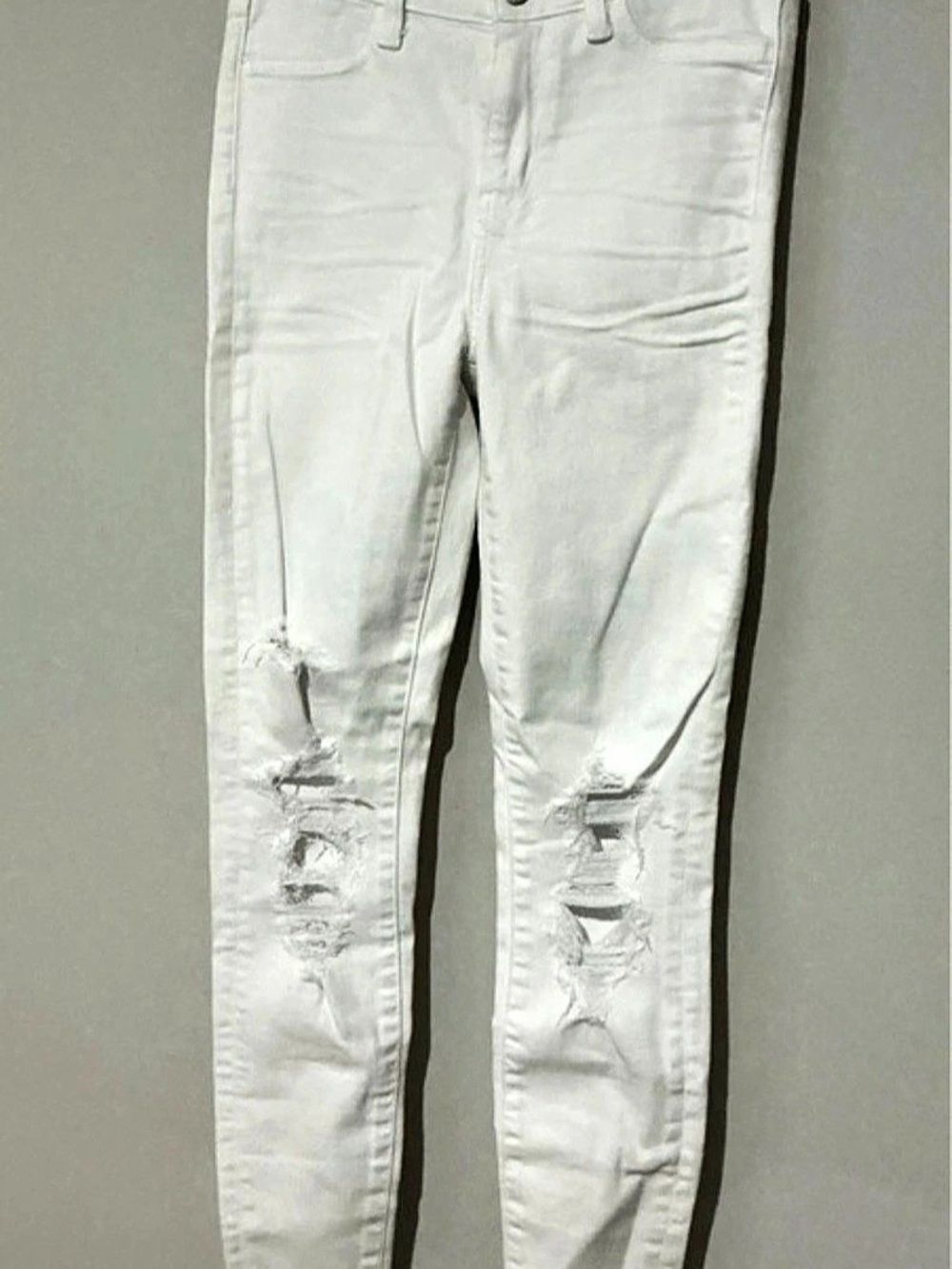 American Eagle Highest Rise Ripped Skinny Jean White Jeans White